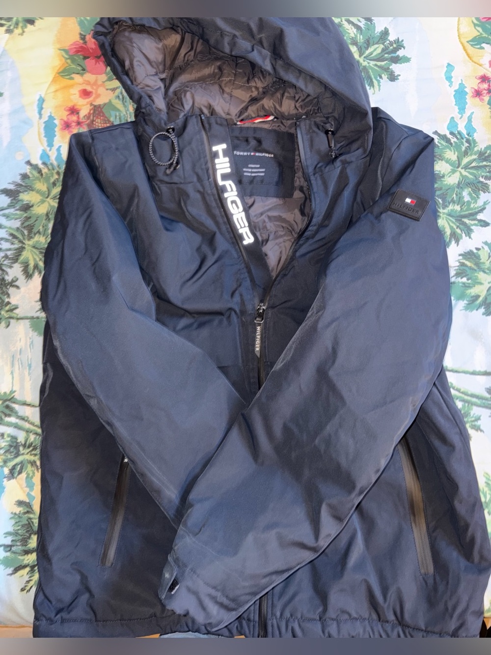 Tommy Hilfiger Men's Dark Navy Hooded Raincoat